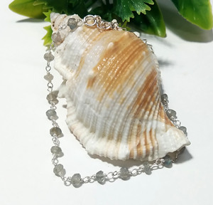 NaturalLabradorite <b>Beaded</b> <b>Bracelet</b> 925 Sterling Silver Minimalist Gemstone Jewelry, Handmade Red Stone <b>Bracelet</b> for Women. - Product Image 5
