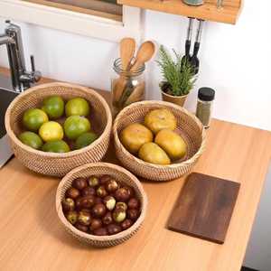 Ensemble de paniers en rotin faits à la main, bols de cuisine tressés style bohème, paniers de rangement en osier naturel, lot de 3 pour la décoration intérieure - Product Image 6
