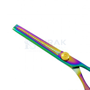 Ciseaux à cheveux professionnels en acier inoxydable, pointe acérée, pour droitiers, manche long, finition arc-en-ciel, fournitures de salon de coiffure - Product Image 2