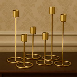 Durable Golden Candle Holder Metal <b>T</b> <b>Light</b> Stand Elegant Table Decor for Living Room & Office At Wholesale Export Worldwide - Product Image 6