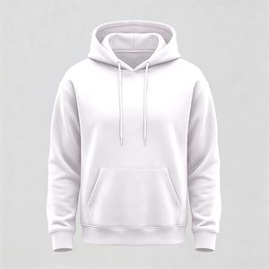 Sweat-shirt à capuche blanc pour homme, coupe classique, en molleton de coton, couleur unie, tricoté, avec poches, idéal pour l'automne - Product Image 6