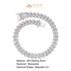 สร้อยคอเงินแท้ 925 ประดับมอสซาไนต์ ดีไซน์แบบ Cuban Link  เครื่องประดับแฟชั่นสำหรับผู้หญิงและผู้ชาย  สไตล์นิวยอร์ก  งานจิวเวลรี่คุณภาพสูง ดีไซน์หรูหรา - Product Image 6