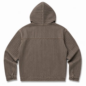 Custom <b>Vintage</b> Washed Pullover Oversized <b>French</b> Terry 100% Cotton Heavyweight Pinstripe Full Hoodie Streetwear Wholesale USA - Product Image 3