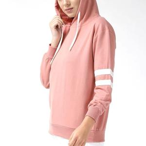 Sudadera con Capucha Rosa para Mujer, Color Sólido, Manga Larga, Tejida, Informal, para Otoño - Product Image 4