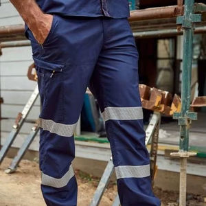 Pantalon de travail réfléchissant haute visibilité pour homme, respirant, en polyester, idéal pour la construction - Product Image 1