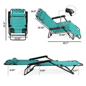 Sedia Pieghevole Verde Portatile a Doppio Uso, Reclinabile ed Estendibile per Spiaggia - Product Image 5