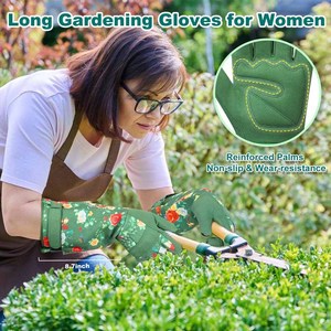 Guantes de Jardinería con Diseño Floral Morado, Palma Acolchada de Gamuza Sintética, con Tirador, para Exteriores - Product Image 5