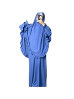 Robe ample décontractée en mousseline de soie pour femme, grande taille, deux pièces, couleur unie, avec burqa et foulard, antistatique et respirante, tenue de prière