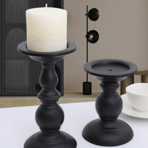 Porte-bougie en bois noir, rond, pour bougies votives et pilier, décoration d'intérieur, centre de table - Product Image 2