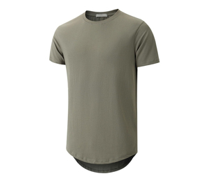 Camiseta Larga para Hombre, Cuello Redondo, Manga Corta, Largo Extendido, Transpirable, 100% Algodón, Estilo Urbano, Corte Holgado - Product Image 1