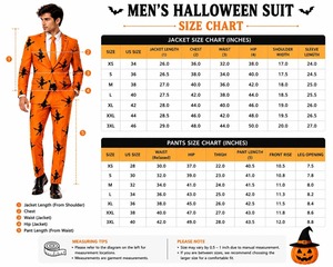 Men's Halloween Suit Orange Pumpkin Witch Print 2-Piece Costume, Spooky <b>Blazer</b> & Pants, Party Cosplay Outfit for Men - Product Image 6