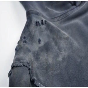 Vente en gros de sweat-shirts personnalisés pour hommes, épais, effet vieilli, coupe oversize, épaules tombantes, demi-zip, 300 g/m², en polaire 100% polyester, pour l'hiver, délavé à l'acide - Product Image 3