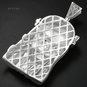 Colgante de Moissanita Extragrande, Colgante de Jesús Completamente Adornado con Piedras, Pieza de Plata de Ley 925, Colgante de Moissanita de Cristo Hecho a Mano - Product Image 6