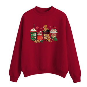 Sudadera de cuello redondo para hombre, jersey con estampado de árbol de Navidad rojo, top informal de manga larga para invierno - Product Image 2