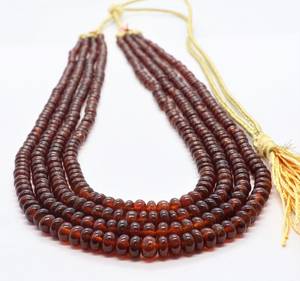 สร้อยคอประดับด้วยลูกปัดเฮสโซไนต์การ์เน็ตทรงรอนเดลล์แบบเรียบ ขนาด 15-17 นิ้ว สร้อยคอพลอยเฮสโซไนต์การ์เน็ตทรงรอนเดลล์สำหรับทำเครื่องประดับ - Product Image 1