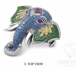Broche de Plata de Ley 925 de Lujo con Elefante y Gemas Multicolor, Diseño Real, Pin de Solapa para Traje Sherwani, Pieza Destacada - Product Image 4