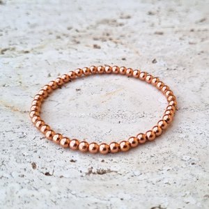 Handcrafted <b>Copper</b> And Black Bead Bracelet Stackable Stretch Jewelry Elegant Boho Fashion Gift For Women Daily Wear - Product Image 4
