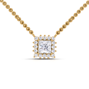 Pendentif solitaire halo en diamant de laboratoire certifié IGI, taille princesse, en or jaune/blanc/rose 9 carats, design micro-pavé élégant - Product Image 4