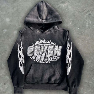 กางเกงยีนส์เดนิมผู้ชายสั่งทำพิเศษ ผ้าฝ้าย 100% สไตล์สตรีทแวร์ ปักลาย ล้างสีแบบแอซิดวอช ทรงวินเทจ ขาบานสองชั้น เอวสูง ซิปหน้า - Product Image 3