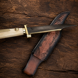 Premium Damascus Steel Hunting <b>Knife</b> with Natural <b>Bone</b> <b>Handle</b> Fixed Blade Bushcraft Survival <b>Knife</b> with Leather Sheath - Product Image 3