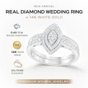 Bague de mariage pour femme en or blanc 14 carats avec diamant naturel rond de 1,00 carat serti à griffes | Bague de Mariage Élégante en Forme de Marquise pour Femme - Product Image 5