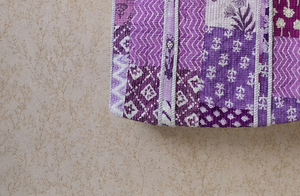 Sac fourre-tout de créateur violet en patchwork Kantha pour femme, fait main, matelassé en coton, style bohème, sac à bandoulière, fournisseur en gros - Product Image 2