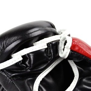 Gants d'entraînement de boxe classiques noirs et rouges en cuir PU avec fermeture auto-agrippante pour le sparring et le fitness - Product Image 4