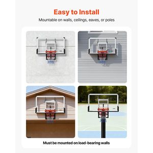 Panier de basket mural 54 pouces pour PC, réglage manuel, épaisseur 0,11 pouce, équipement d'entraînement extérieur - Product Image 6