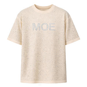 Camiseta de algodón grueso para hombre con pedrería completa, estilo streetwear hip hop, personalizada, fabricante OEM al por mayor - Product Image 3