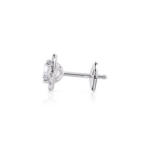 Women's 14K Gold Lab Grown Diamond Halo Stud <b>Earrings</b> 1.4 CT White D Color Brilliant Cut IGI Certified Rhodium Plated Luxury - Product Image 3