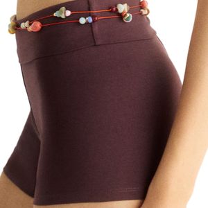 Shorts de algodón de cintura alta con pliegues, shorts mini casuales para mujer, tela elástica, suave y transpirable, shorts cortos de verano a la moda, ajustados. - Product Image 3