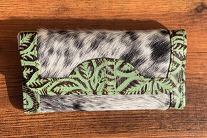 Nouveau élégant femmes peau de vache fourrure sculpture cuir pochette à la main Design téléphone transporter sacs à main Offre Spéciale en relief impression à la mode portefeuilles - Product Image 2