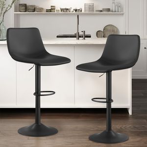 Ensemble de 2 tabourets de bar modernes à hauteur de comptoir avec dossier réglable en cuir PU chaise de bar rembourrée pour îlot de cuisine - Product Image 1
