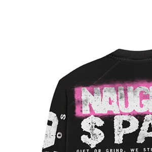 Camiseta de manga larga oversize para hombre Naughty $ Paid, estilo streetwear, de algodón, cuello redondo, con diseño de letras estampadas en la espalda - Product Image 3