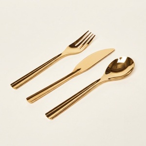 Ensemble de couverts de luxe en or mat, acier inoxydable, passe au lave-vaisselle, style moderne, vaisselle pour restaurants et mariages - Product Image 3