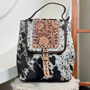 Mochila de gran capacidad para mujer, monederos de alta calidad, mochila Vintage de cuero de vaca mecanizada a mano, mochilas escolares, mochilas de viaje - Product Image 5