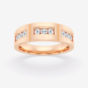 Yellow Gold Channel <b>Set</b> Lab Grown Diamond <b>Men</b>’s Wedding Band <b>Ring</b> - Product Image 5