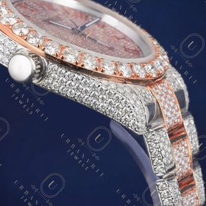 Montre mécanique personnalisée, diamant moissanite taille ronde, acier inoxydable, analogique, automatique, artisanale, bijoux sertis de pierres - Product Image 6