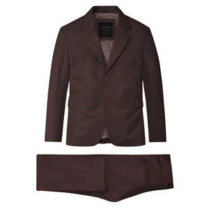 Costume deux pièces marron pour homme, blazer à revers crantés et pantalon, simple boutonnage - Product Image 2