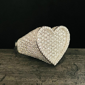 Heart Cut Moissanite Diamond Cocktail <b>Ring</b> Pave Setting Women's Romantic Jewelry Gift Hip Hop Style <b>Iced</b> Out Bling <b>Ring</b> for Her - Product Image 1