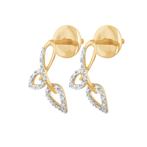 Pendientes de Diamantes Florales Dobles con Corte Corazón Romántico, Oro Amarillo, para Uso Diario, Diamantes Blancos Cultivados en Laboratorio - Product Image 2