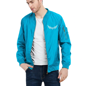 <b>Men's</b> Black <b>Thin</b> Collarless Bomber <b>Jacket</b> with Logo Zipper Front Casual Windproof Polyester Outerwear Spring Style - Product Image 5