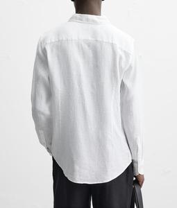 Men Cotton <b>Linen</b> Classic Shirts Spring Autumn Solid Color Long Sleeve Men's Tops Custom Logo Classic Men's <b>Linen</b> Shirt - Product Image 4