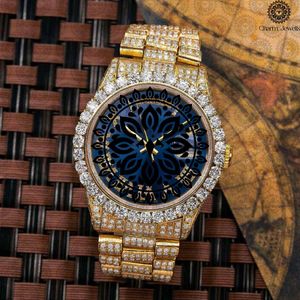 Charm_Jewells Luxury Gold <b>Watch</b> 38mm Diamond Encrusted Sapphire Crystal Analog Quartz Women's Folding Clasp - Product Image 5