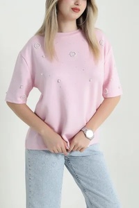 Ever Glow Oversized V-Neck Cold Shoulder T-<b>Shirt</b> Plus Size <b>Women's</b> Casual Top Solid Color Polyester/Cotton Jersey Fabric - Product Image 5