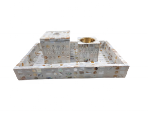 Venta al por mayor de madreperla árabe Mubkhar Box MOP Shell Inlay Bakhoor Burner Tray Set de India Incienso y soportes de incienso - Product Image 4