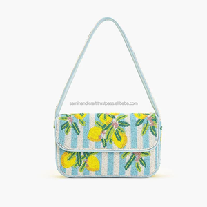 Pochette de soirée de mariage pour femmes de couleur personnalisée sac à main de mode avec perles de verre perles de rocaille broderie sacs et étuis à cosmétiques - Product Image 2