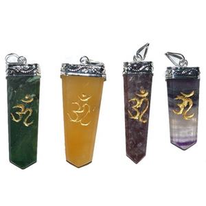 Artisanat en pierre semi-précieuse Mix Gemstone Flat Pencil Om Pendentifs - Product Image 1