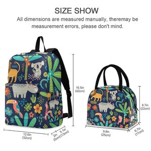 Cute Animal Print Student <b>Backpack</b> Lunch Bag Set Kids School Bag Matching <b>Backpack</b> and Lunch Box for School - Product Image 2