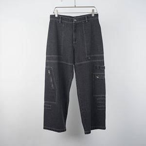 Baggy Loose Cotton Denim <b>Jeans</b> Pant With Pockets Straight Cargo Street Pants Zip Fashion Drawstring Casual <b>Jeans</b> <b>Men</b> Pant - Product Image 1